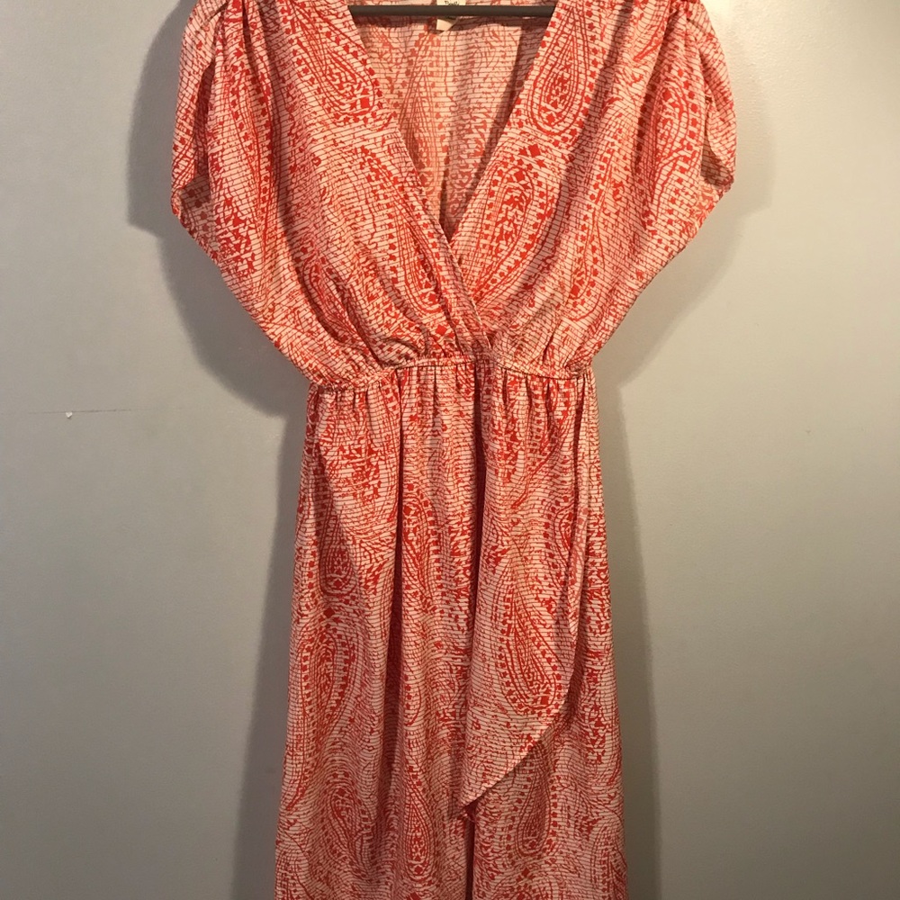 Needle & Thread knee length red white dress Small